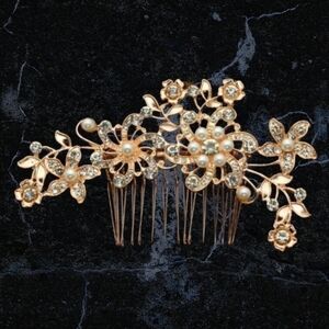 NEW Crystal gold rose Bridesmaid Headdress Bridal Hair Comb Clip Hairpin